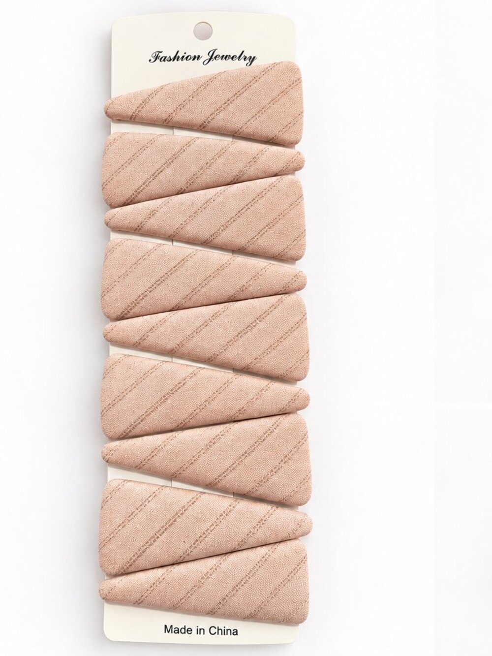 8 Pack Blush Pink Striped Fabric Hair Clips Triangle Barrettes